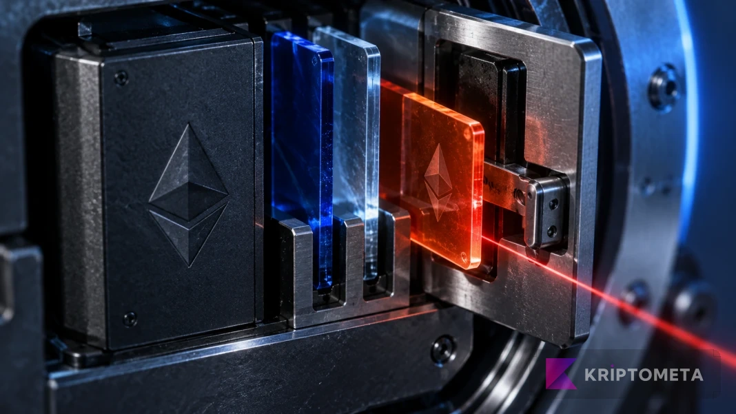 Ethereum simgeli kavramsal güvenlik düzeneğinde açık kilitten geçen amber izin kartı