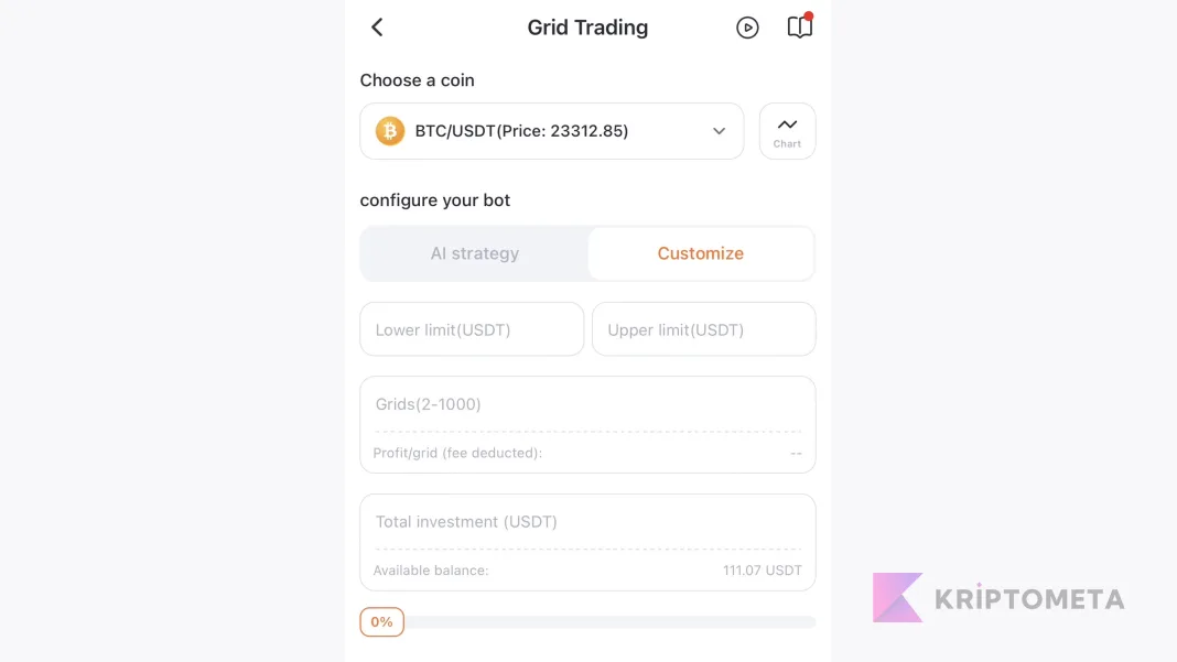Pionex manuel grid aralığı, adet ve yatırım tutarı